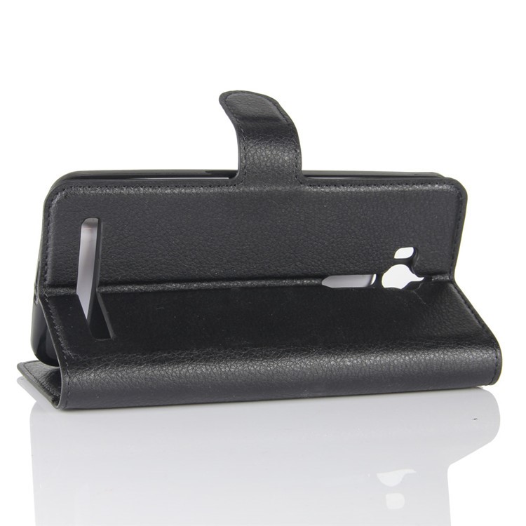 Litchi Skin Wallet Leather Stand Case for Asus Zenfone Go ZB552KL - Black-5