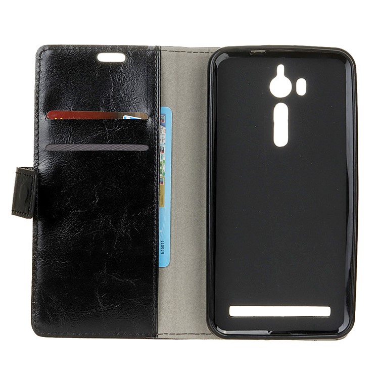Crazy Horse Leather Wallet Cover for Asus Zenfone Go ZB552KL - Black-3