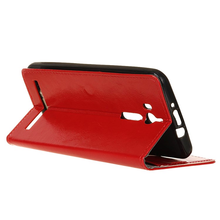 Crazy Horse Leather Wallet Cover Shell for Asus Zenfone Go ZB552KL - Red-4