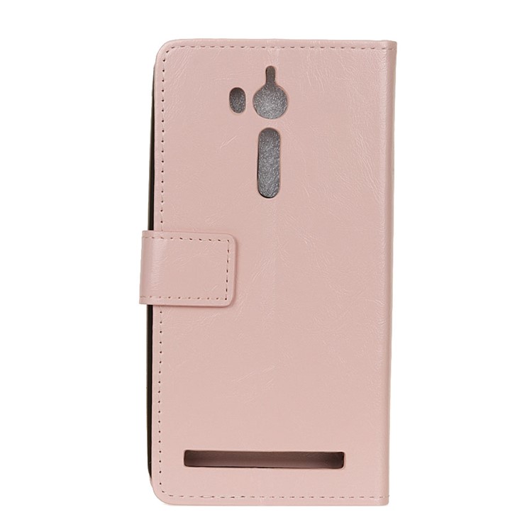 Crazy Horse PU Leather Wallet Cell Cover Accessory with Stand for Asus Zenfone Go ZB552KL - Pink-2