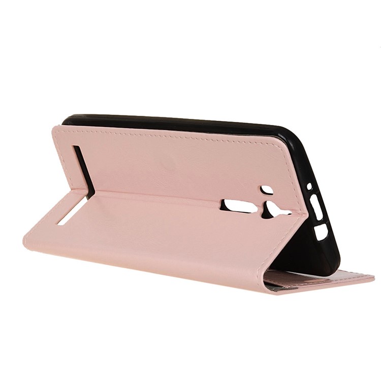 Crazy Horse PU Leather Wallet Cell Cover Accessory with Stand for Asus Zenfone Go ZB552KL - Pink-4