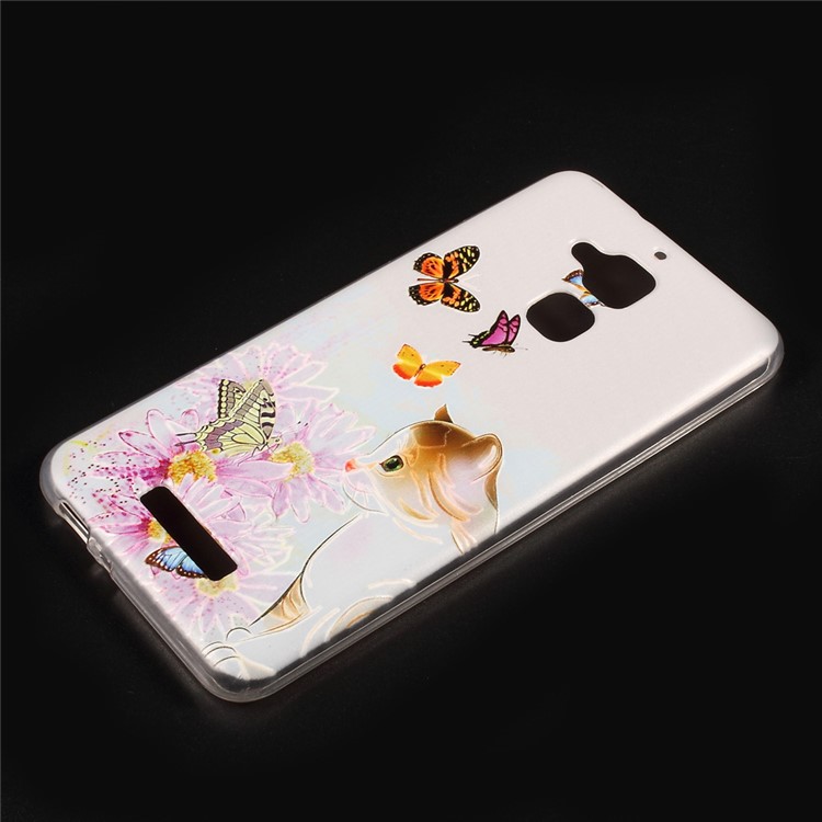Embossed Pattern TPU Back Cover Casing for Asus Zenfone 3 Max ZC520TL - Butterflies and Cat-1