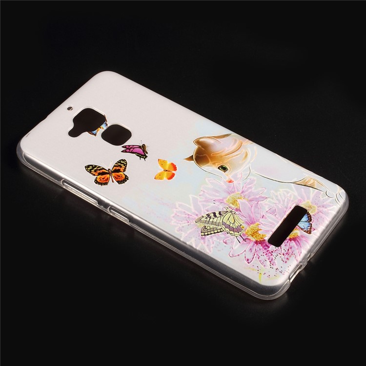 Embossed Pattern TPU Back Cover Casing for Asus Zenfone 3 Max ZC520TL - Butterflies and Cat-2