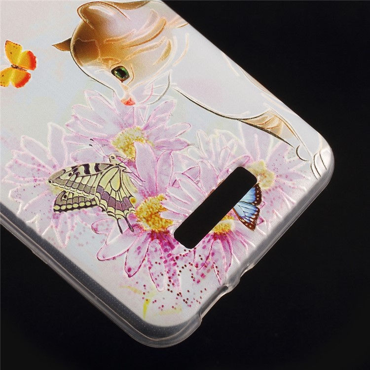 Embossed Pattern TPU Back Cover Casing for Asus Zenfone 3 Max ZC520TL - Butterflies and Cat-4