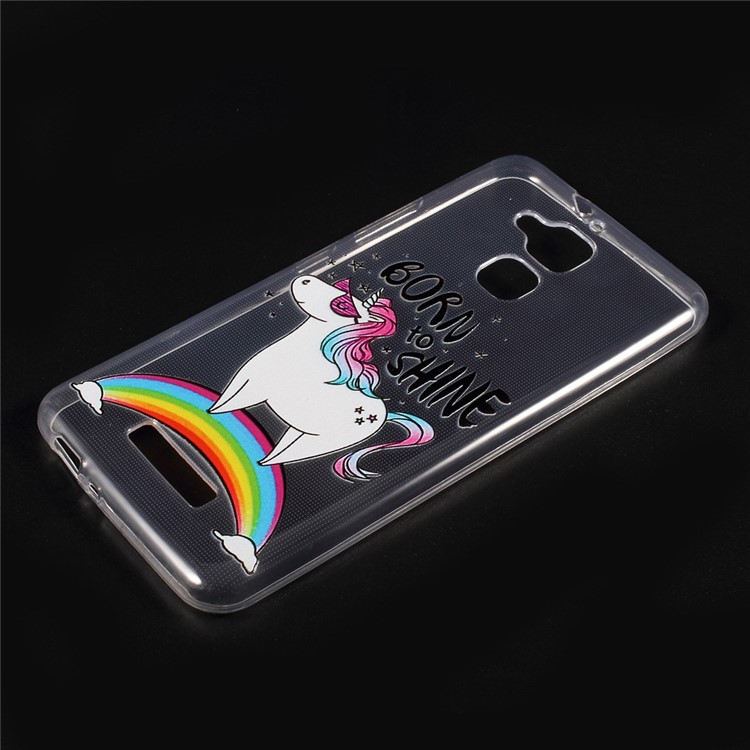 For Asus Zenfone 3 Max ZC520TL Embossed Pattern TPU Cell Phone Casing Shell - Unicorn on the Rainbow-1