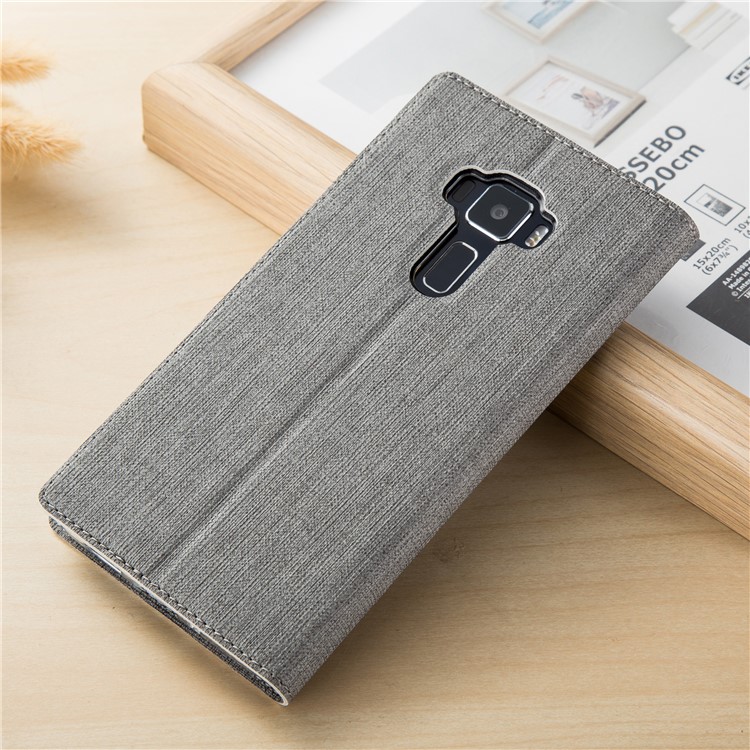 VILI Folding Stand Hollow Window Leather Phone Case for Asus Zenfone 3 ZE520KL - Grey-2