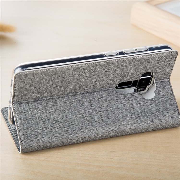 VILI Folding Stand Hollow Window Leather Phone Case for Asus Zenfone 3 ZE520KL - Grey-3