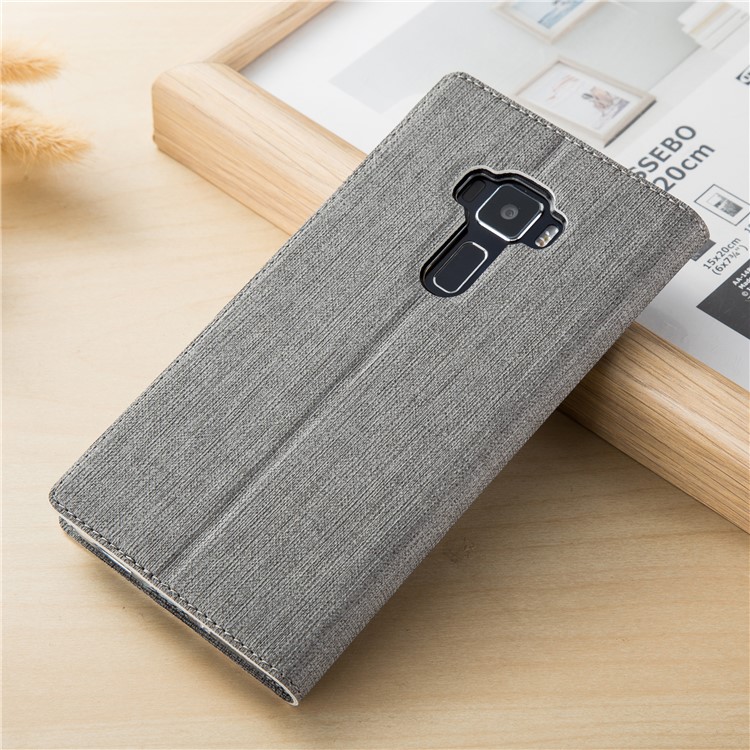 VILI Folding Stand Hollow Window Leather Cover for Asus Zenfone 3 ZE552KL - Grey-2