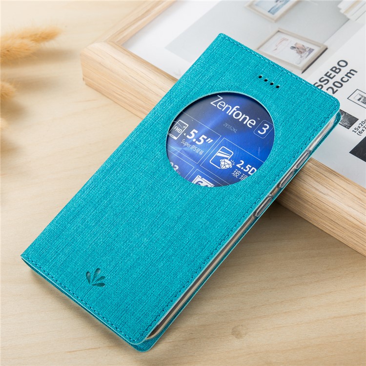 VILI Folding Stand Hollow Window Leather Mobile Phone Shell for Asus Zenfone 3 ZE552KL - Blue-1