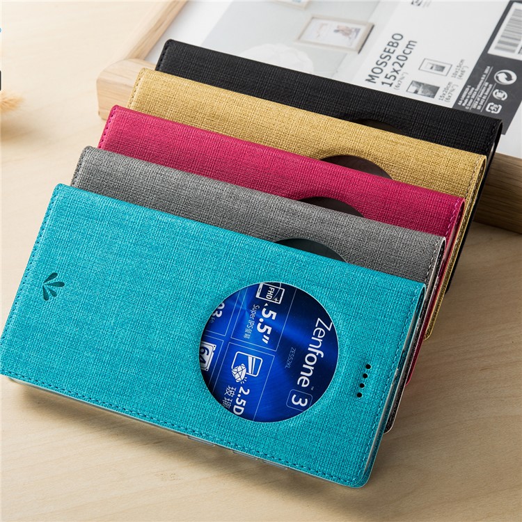 VILI Folding Stand Hollow Window Leather Mobile Phone Shell for Asus Zenfone 3 ZE552KL - Blue-2