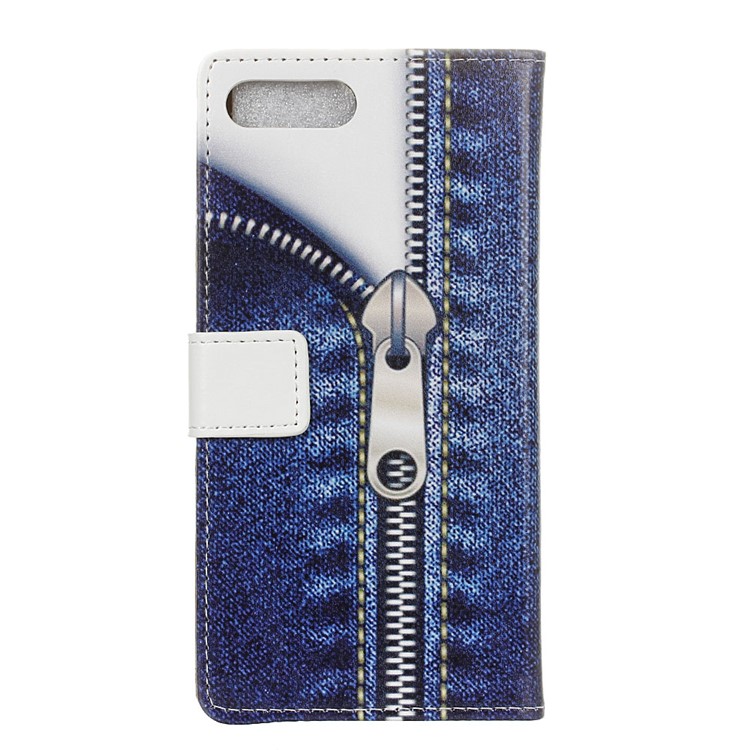 Wallet Pattern Printing PU Leather Cover Shell with Stand for Asus Zenfone 4 Max /4 Max Plus /4 Max Pro ZC554KL - Jeans Metal Zipper-2