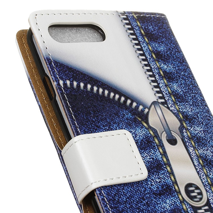 Wallet Pattern Printing PU Leather Cover Shell with Stand for Asus Zenfone 4 Max /4 Max Plus /4 Max Pro ZC554KL - Jeans Metal Zipper-3