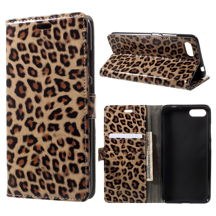 Leopard Skin Leather Wallet Mobile Phone Cover Casing for Asus Zenfone 4 MAX ZC554KL-1