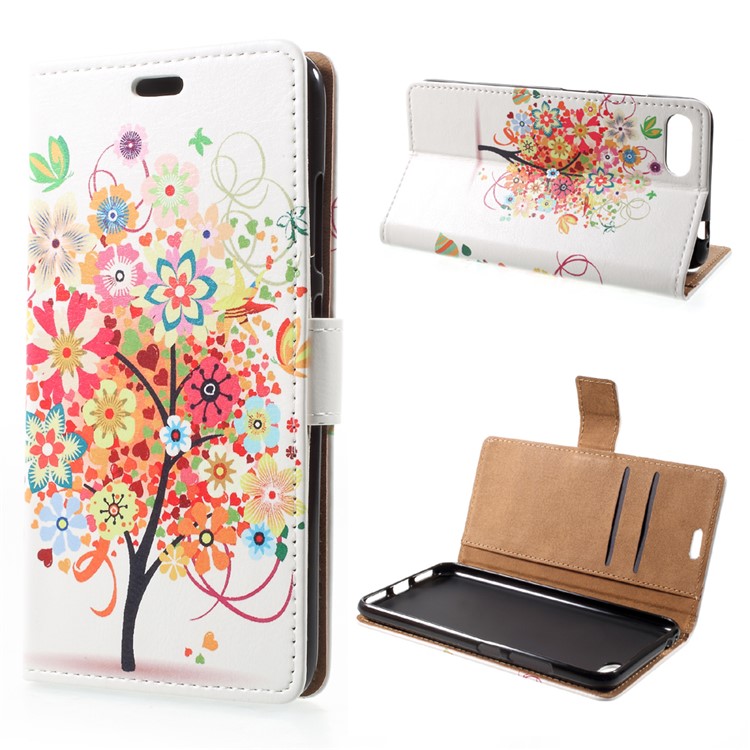 Patterned Printing Wallet Leather Stand Mobile Shell for Asus Zenfone 4 Max ZC554KL - Colorful Flowers Tree-1