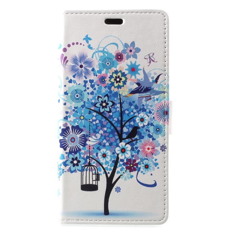 Pattern Printing Wallet Leather Phone Shell with Stand for Asus Zenfone 4 Max /4 Max Pro /4 Max Plus ZC554KL - Blue Tree-1