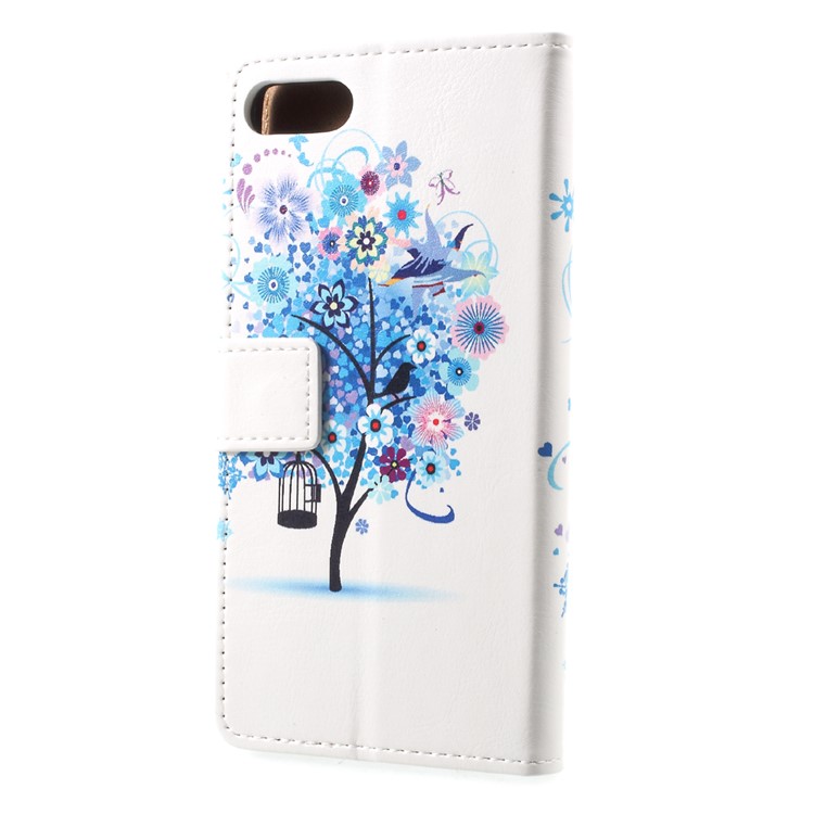 Pattern Printing Wallet Leather Phone Shell with Stand for Asus Zenfone 4 Max /4 Max Pro /4 Max Plus ZC554KL - Blue Tree-2
