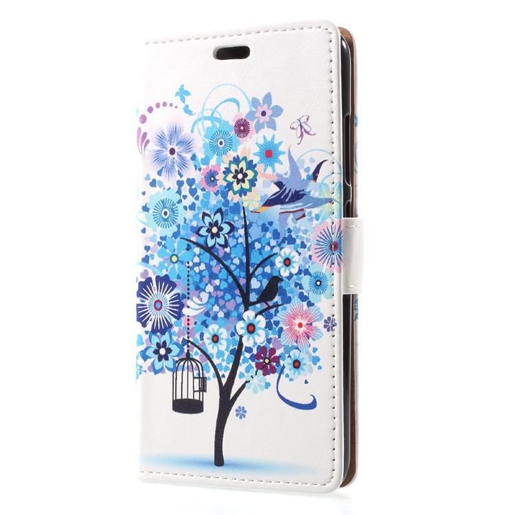 Pattern Printing Wallet Leather Phone Shell with Stand for Asus Zenfone 4 Max /4 Max Pro /4 Max Plus ZC554KL - Blue Tree-3