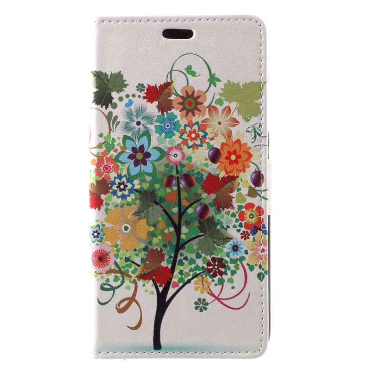 Printing Pattern Wallet Leather Cell Phone Casing with Stand for Asus Zenfone 4 Max /4 Max Pro /4 Max Plus ZC554KL - Flowers Tree with Fruits-1