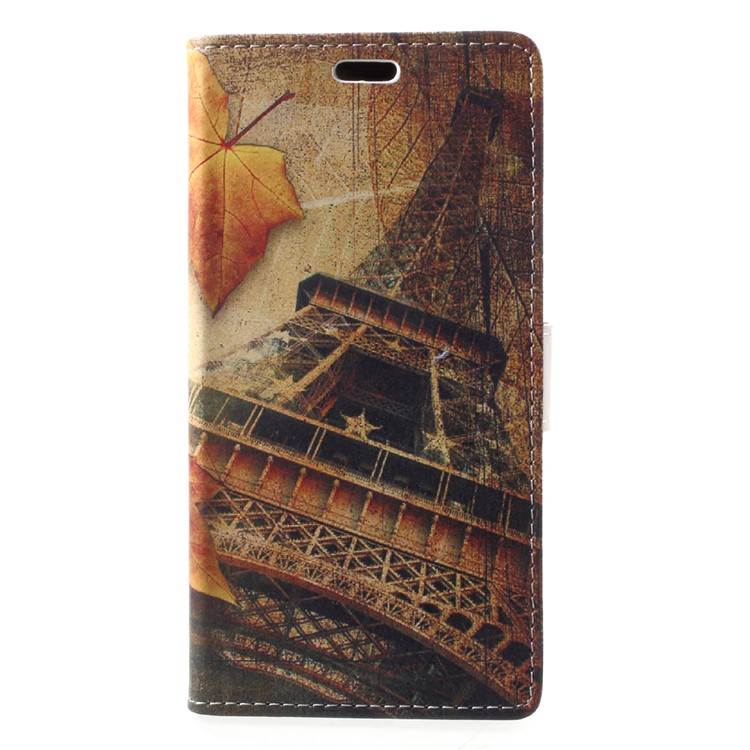 Pattern Printing Wallet Leather Stand Cover for Asus Zenfone 4 Max /4 Max Pro /4 Max Plus ZC554KL - Eiffel Tower and Leaf-1