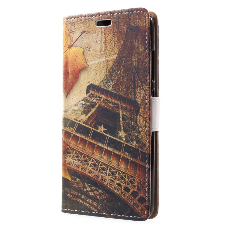 Pattern Printing Wallet Leather Stand Cover for Asus Zenfone 4 Max /4 Max Pro /4 Max Plus ZC554KL - Eiffel Tower and Leaf-3