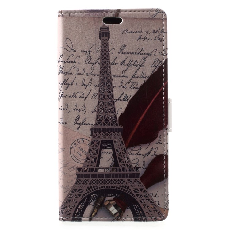 Pattern Printing Wallet Leather Stand Folio Case for Asus Zenfone 4 Max /4 Max Pro /4 Max Plus ZC554KL - Eiffel Tower and Feather-1