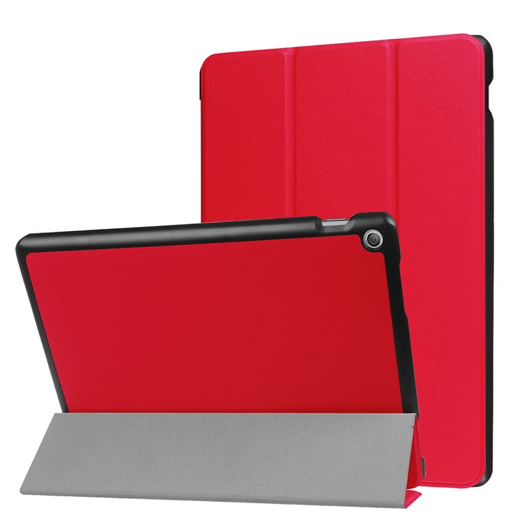 Tri-fold Leather Tablet Shell with Stand for Asus Zenpad 10 Z301MFL /Z301ML - Red-1