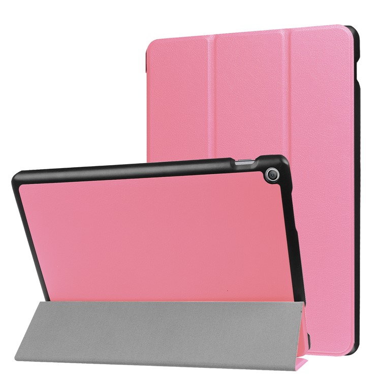 Tri-fold Leather Case Shell with Stand for Asus Zenpad 10 Z301MFL /Z301ML - Pink-1