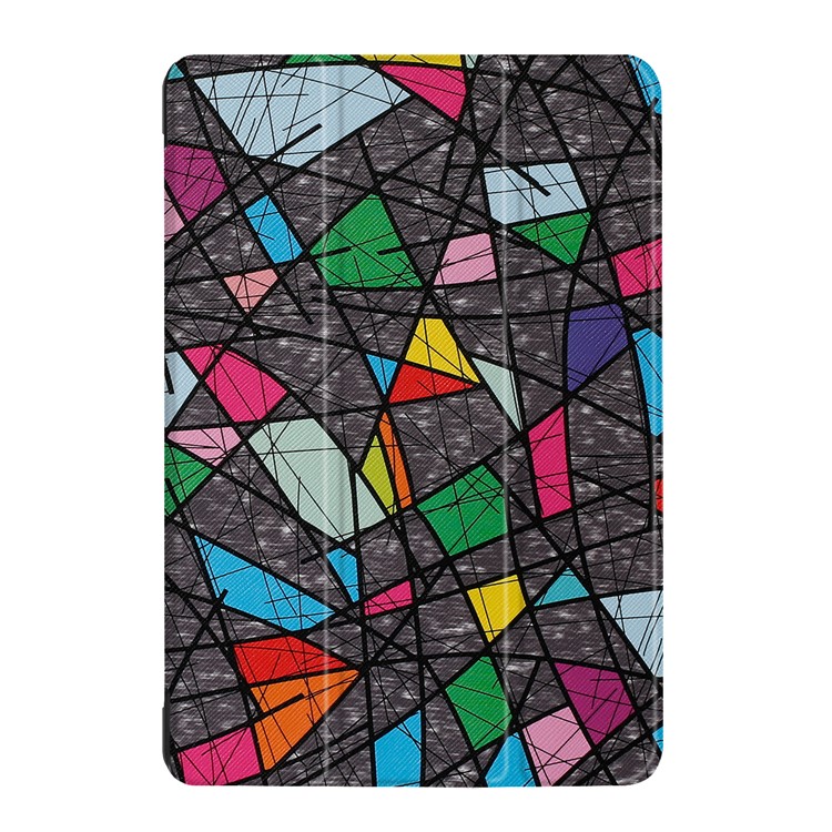 For Asus Zenpad 10 Z301MFL /Z301ML Tri-fold Foldable Stand Pattern Printing Leather Tablet Folio Case - Geometric Pattern and Lines-2