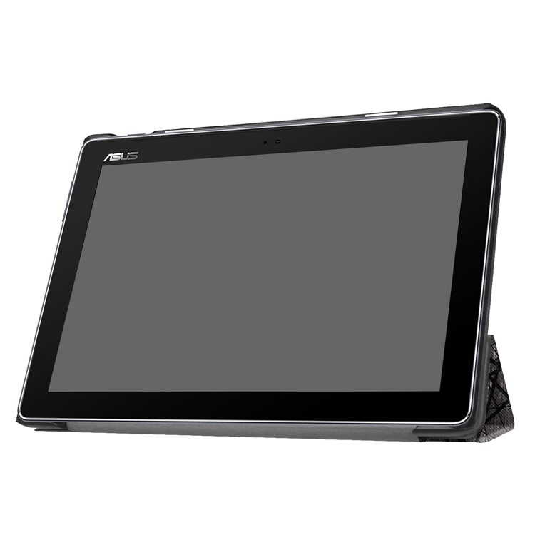 For Asus Zenpad 10 Z301MFL /Z301ML Tri-fold Foldable Stand Pattern Printing Leather Tablet Folio Case - Geometric Pattern and Lines-4