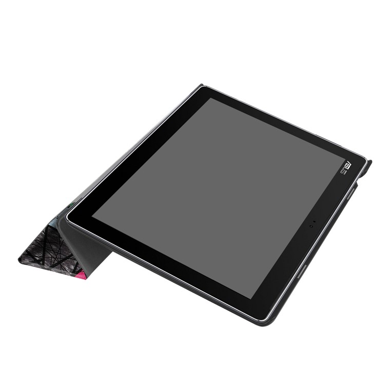 For Asus Zenpad 10 Z301MFL /Z301ML Tri-fold Foldable Stand Pattern Printing Leather Tablet Folio Case - Geometric Pattern and Lines-6