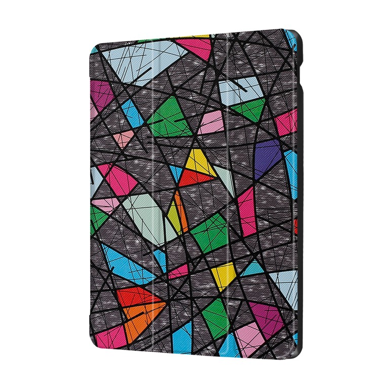 For Asus Zenpad 10 Z301MFL /Z301ML Tri-fold Foldable Stand Pattern Printing Leather Tablet Folio Case - Geometric Pattern and Lines-7