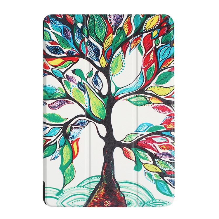 Pattern Printing Leather Foldable Tri-fold Stand Tablet Folio Casing for Asus Zenpad 10 Z301MFL /Z301ML - Colorful Tree-2