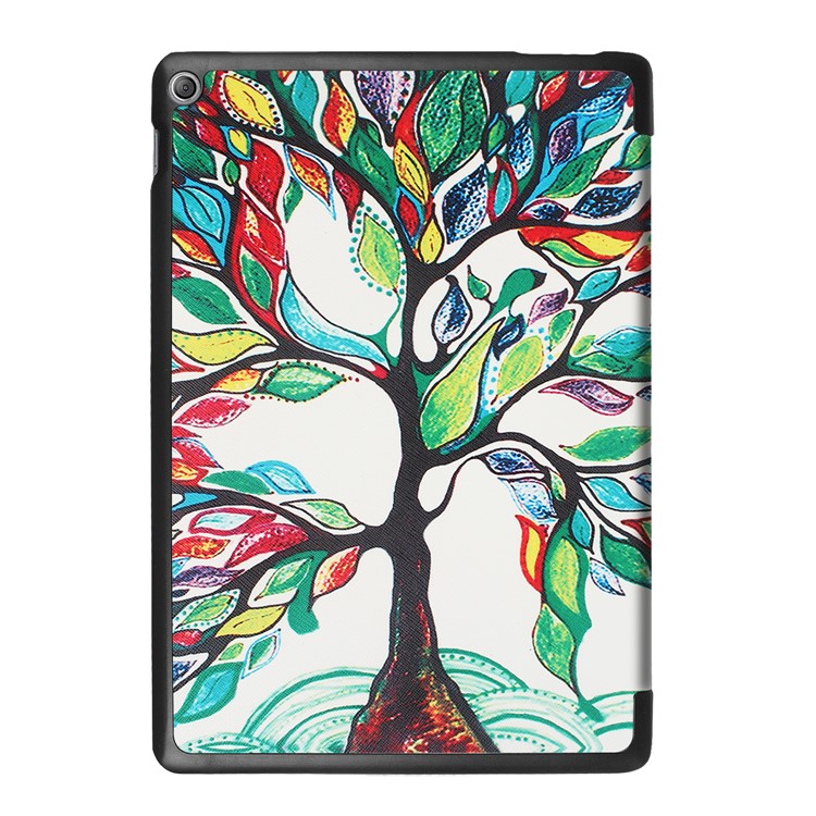 Pattern Printing Leather Foldable Tri-fold Stand Tablet Folio Casing for Asus Zenpad 10 Z301MFL /Z301ML - Colorful Tree-3