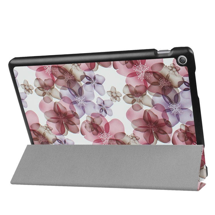 Foldable Pattern Printing Tri-fold Stand Leather Tablet Folio Cover for Asus Zenpad 10 Z301MFL /Z301ML - Beautiful Flowers-5
