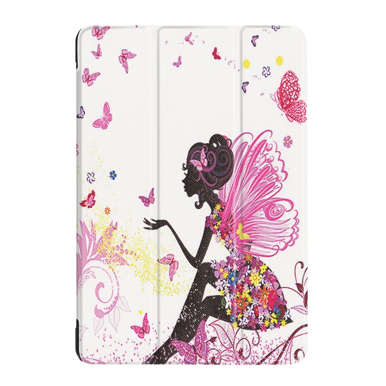 Tri-fold Foldable Stand Pattern Printing Leather Tablet Folio Cover for Asus Zenpad 10 Z301MFL /Z301ML - Flowered Girl with Wings-2