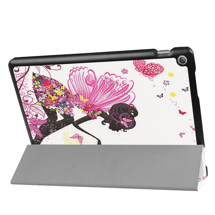Tri-fold Foldable Stand Pattern Printing Leather Tablet Folio Cover for Asus Zenpad 10 Z301MFL /Z301ML - Flowered Girl with Wings-5