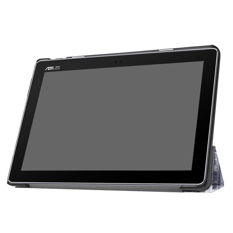 Foldable Tri-fold Stand Pattern Printing Leather Tablet Folio Shell for Asus Zenpad 10 Z301MFL /Z301ML - Eiffel Tower and Map-4