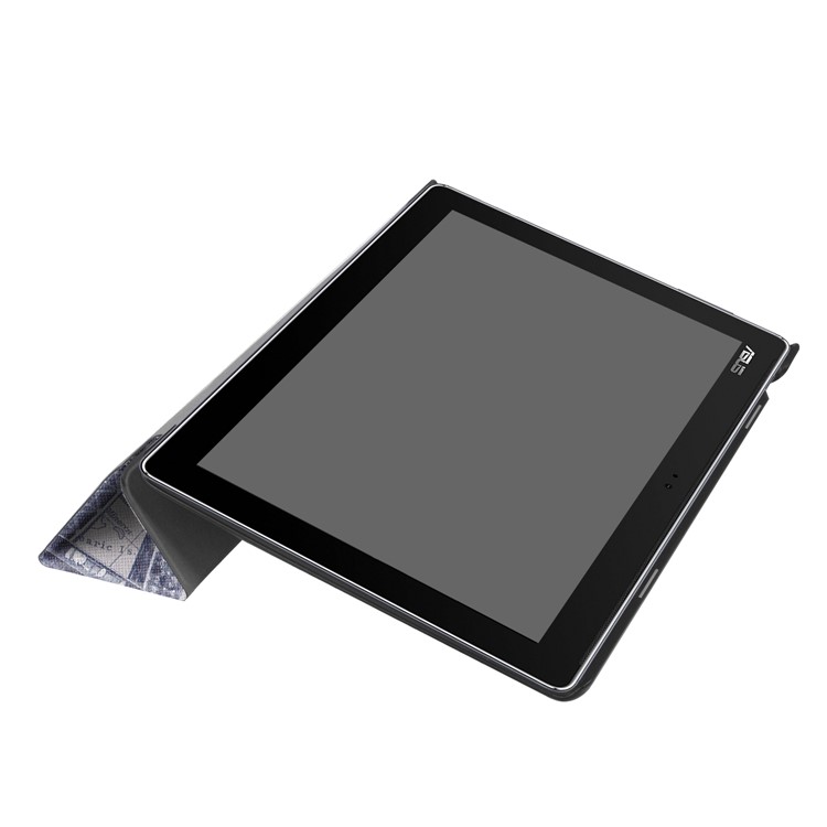 Foldable Tri-fold Stand Pattern Printing Leather Tablet Folio Shell for Asus Zenpad 10 Z301MFL /Z301ML - Eiffel Tower and Map-6