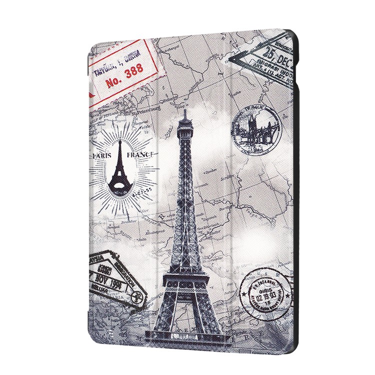 Foldable Tri-fold Stand Pattern Printing Leather Tablet Folio Shell for Asus Zenpad 10 Z301MFL /Z301ML - Eiffel Tower and Map-7