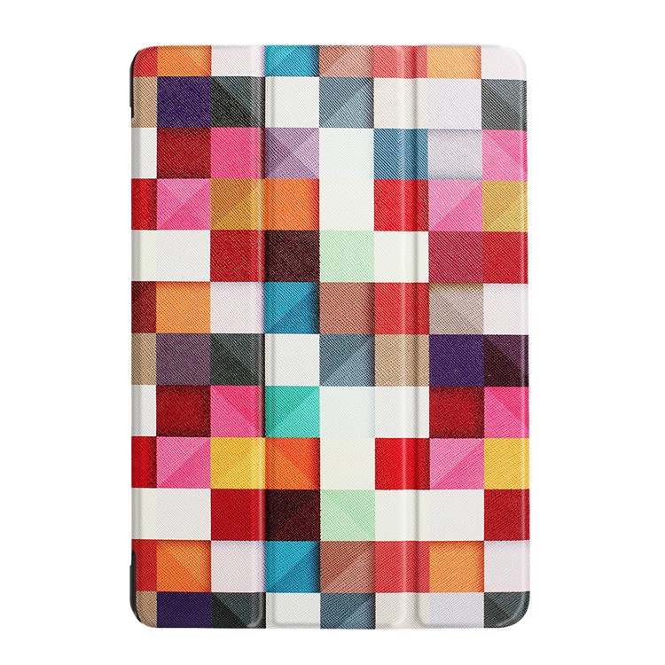 Foldable Tri-fold Stand Pattern Printing Leather Tablet Folio Casing for Asus Zenpad 10 Z301MFL /Z301ML - Colorful Triangle Grid-2