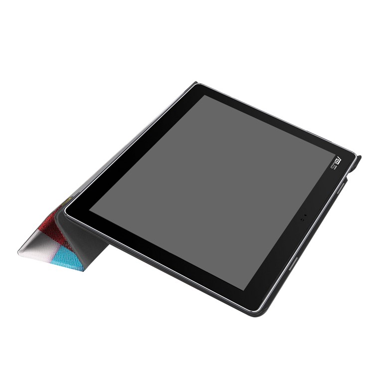 Foldable Tri-fold Stand Pattern Printing Leather Tablet Folio Casing for Asus Zenpad 10 Z301MFL /Z301ML - Colorful Triangle Grid-6