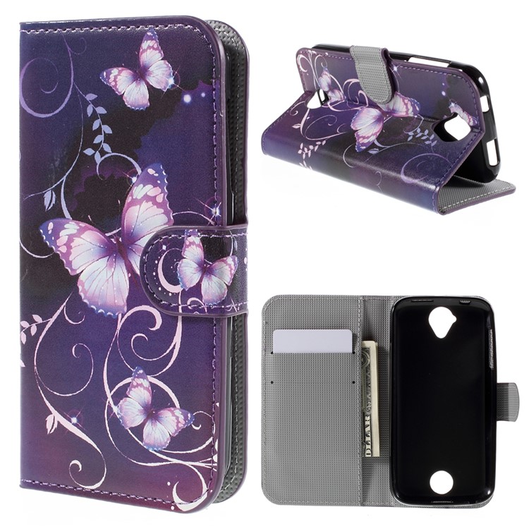 Wallet Leather Stand Cover for Acer Liquid Z330 Z320 M320 M330 - Purple Butterfly-1