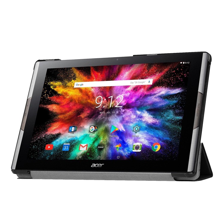 Tri-fold Stand Leather Tablet Case for Acer Iconia One 10 A3-A50 - Black-4