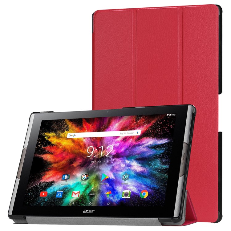 Tri-fold Stand Leather Tablet Cover for Acer Iconia One 10 A3-A50 - Red-1