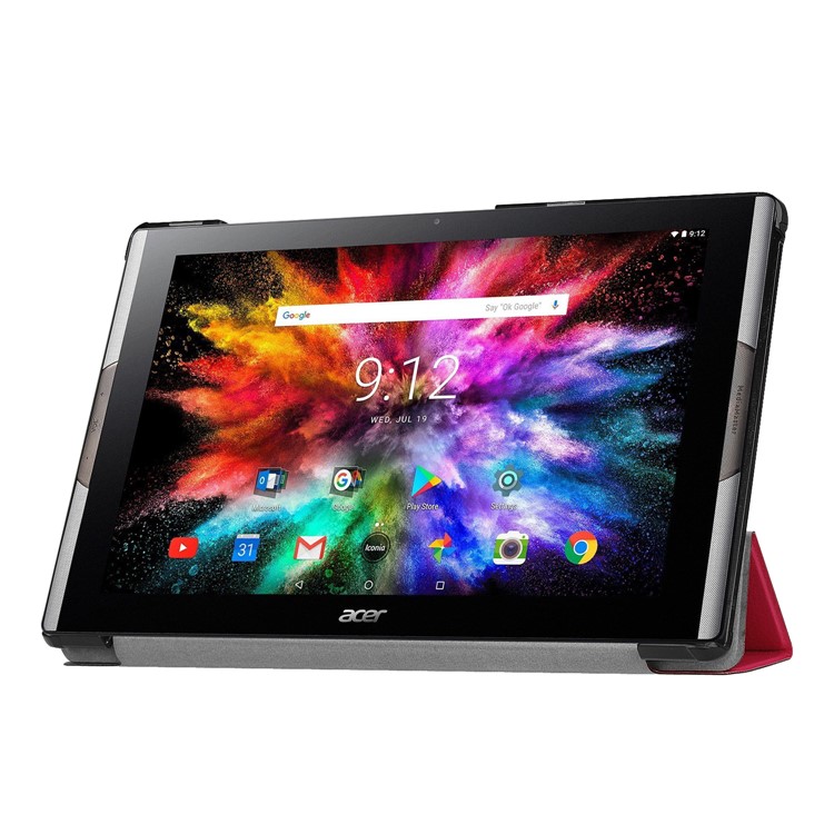Tri-fold Stand Leather Tablet Cover for Acer Iconia One 10 A3-A50 - Red-4