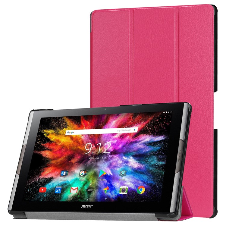 Tri-fold Stand Leather Tablet Shell for Acer Iconia One 10 A3-A50 - Rose-1