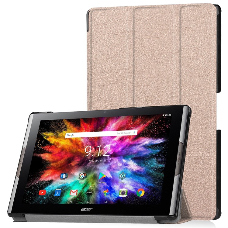 Tri-fold Stand Leather Tablet Casing for Acer Iconia One 10 A3-A50 - Rose Gold-1