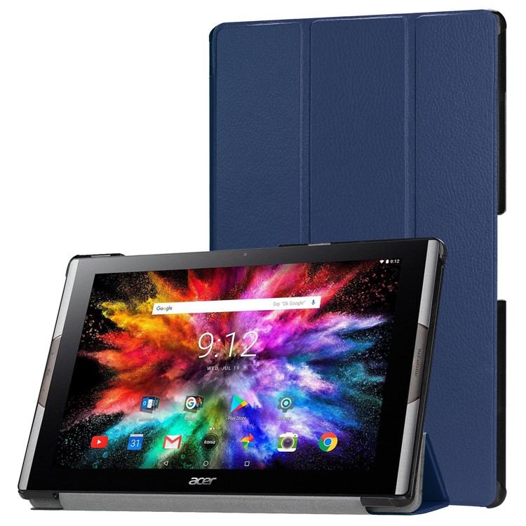 Tri-fold Stand Leather Tablet Protective Cover for Acer Iconia One 10 A3-A50 - Dark Blue-1