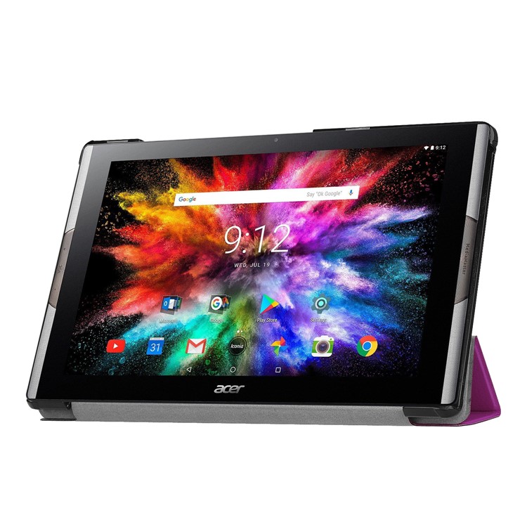 Tri-fold Stand Leather Tablet Flip Case for Acer Iconia One 10 A3-A50 - Purple-4