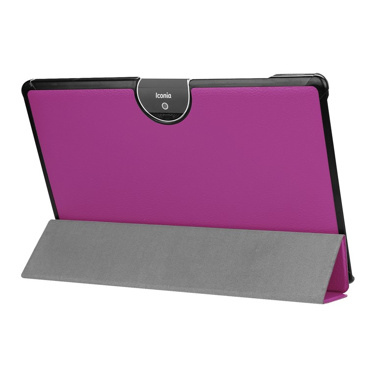 Tri-fold Stand Leather Tablet Flip Case for Acer Iconia One 10 A3-A50 - Purple-5